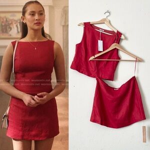 NWT Reformation SIZE 6 Grace 100% linen skit and top set in Sundried Tomato